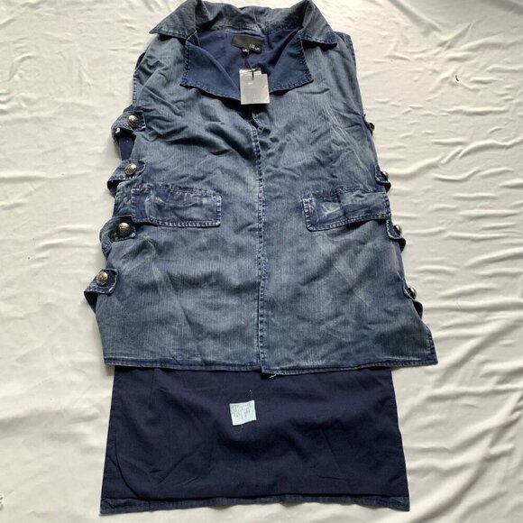 Fate by LFD Denim Chambray Long Tunic Vest Tencel - Picture 1 of 4